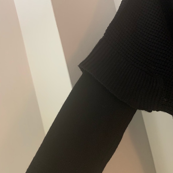 Lord & Taylor Black Waffle Knit Turtleneck Poncho - Picture 8 of 10